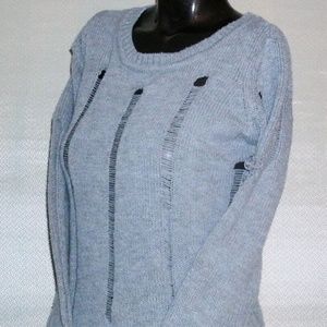#212 Grey Knitted Wet Seal Distressed Pullover
